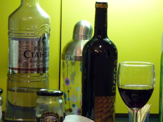 bottles and a glass.  photo by Julie Seyler