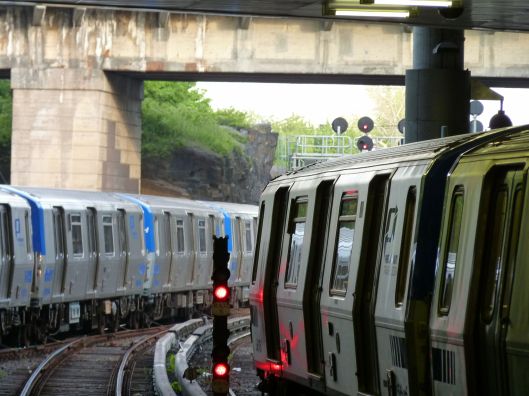 Converging paths.  Path trains.  Journal Square, Jersey City. 