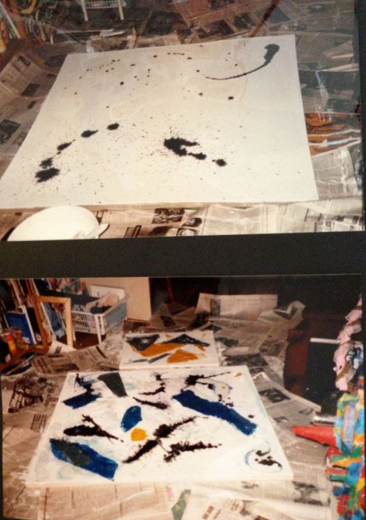 The floor with gessoing in process. 