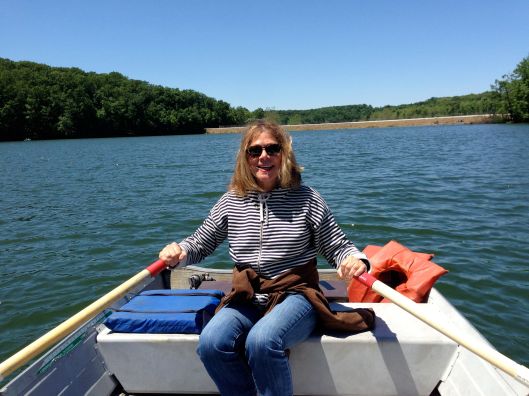 Rowing on the reservoir.