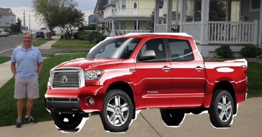 Red truck loaner with a great big smile. 
