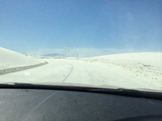 The main road at White Sands National Park