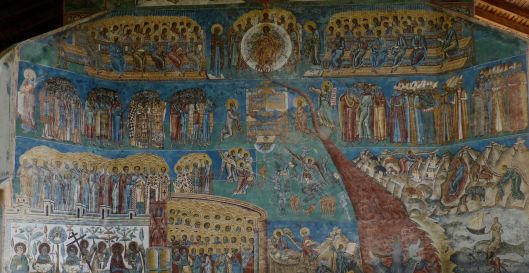 Partial rendering of the western wall at Voronet showing the path to Heaven, 